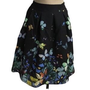 NWT Holly Bracken Floral Butterfly Skirt Sm Black